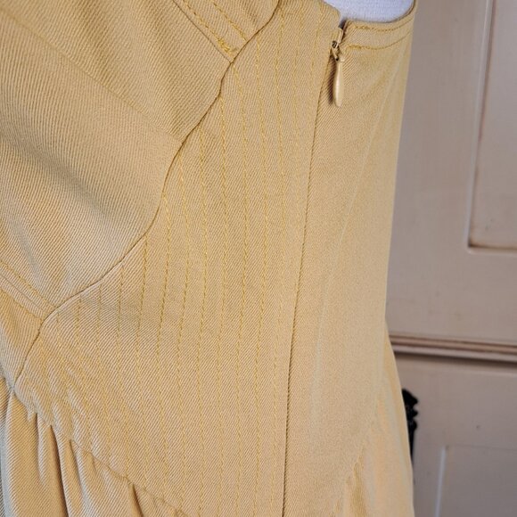 REISS Orla Butter Yellow Halter Midi Dress Crossover Neck Keyhole US Size 8 - Picture 4 of 16